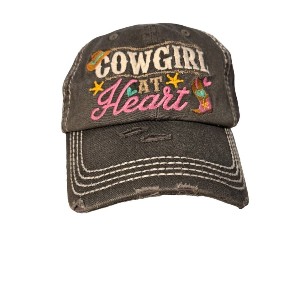Kbethos Cowgirl at Heart Women's Distressed‎ Vintage Baseball Hat